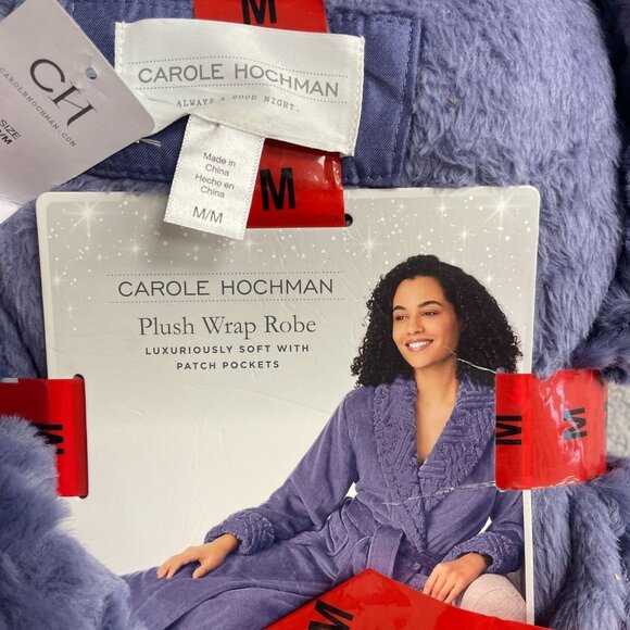 NEW Carole Hochman Plush Wrap Robe Women's M With Patch Pockets - Picture 3 of 5